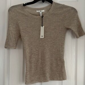 NWT Banana Republic Featherweight Cashmere Scoop-Neck oatmeal ribbed Sweater